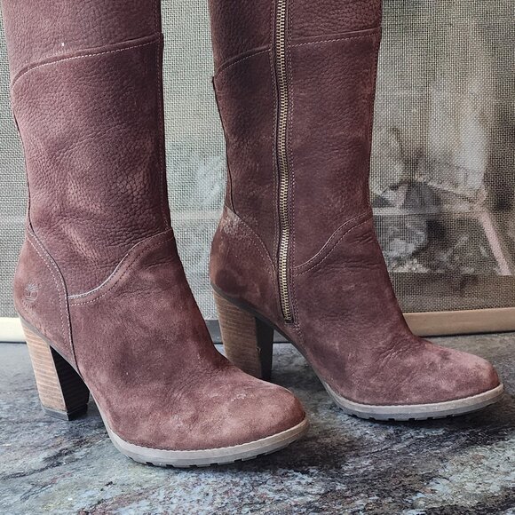 Timberland Brown Suede Waterproof Suede Tall Heeled Boots Size 9 - Picture 5 of 16